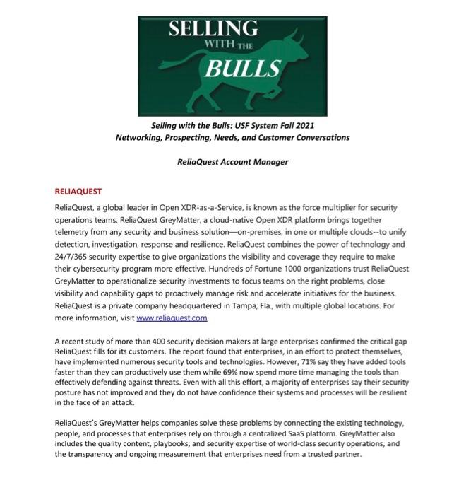 BASED ON THE PARAGRAPHS BELOW ABOUT RELIAQUEST