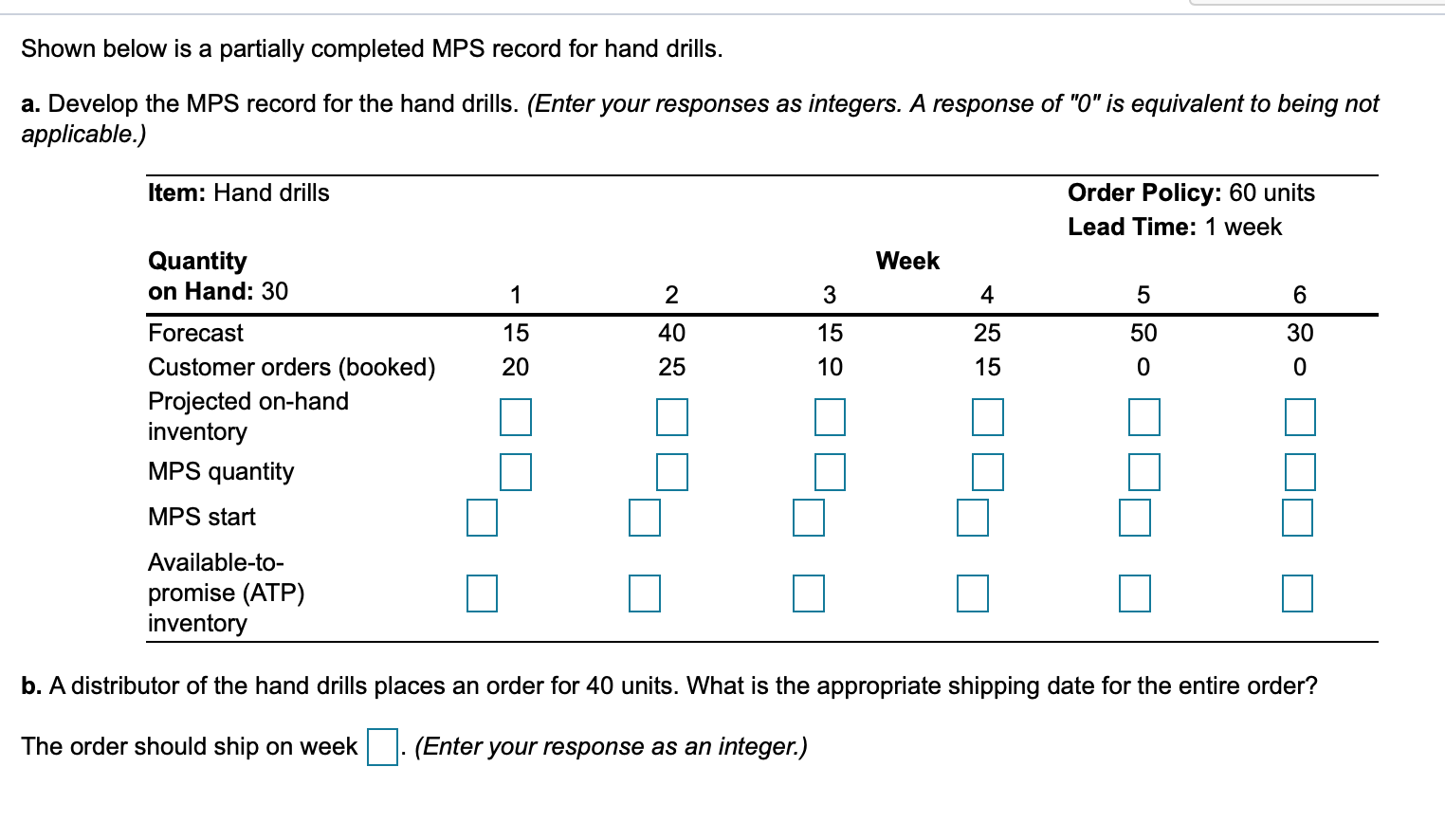 Shown below is a partially completed MPS record