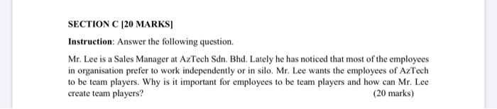 SECTION C 120 MARKS Instruction: Answer the