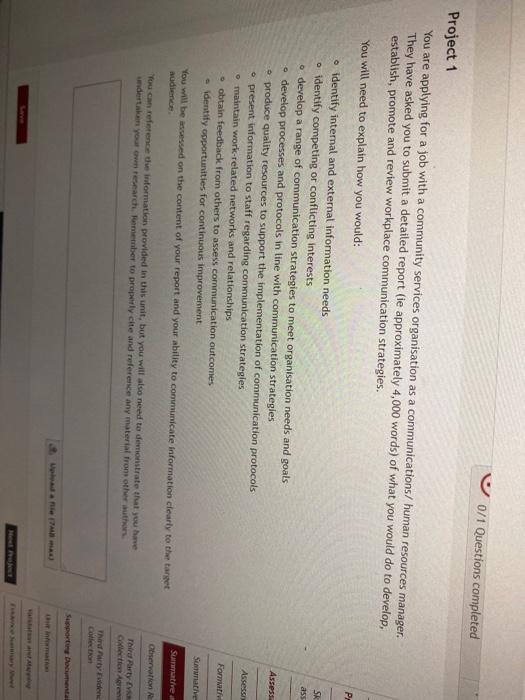 0/1 Questions completed Project 1 You are