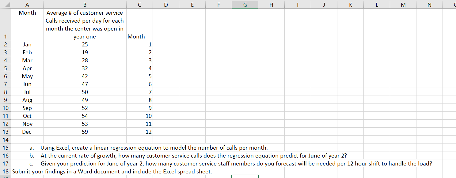19 A B C D E F G H 1 L M N Month Average # of