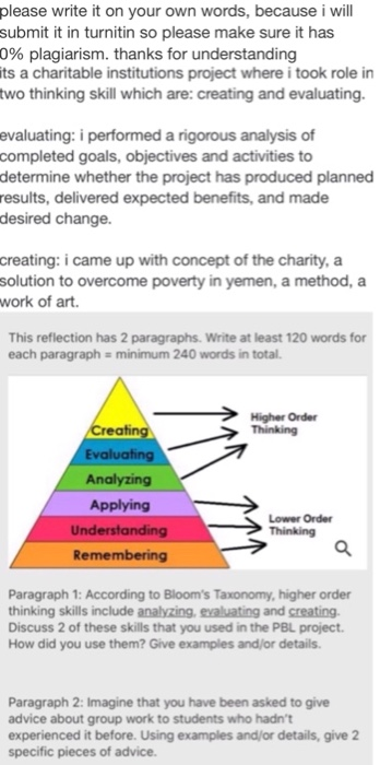 please write it on your own words, because i will