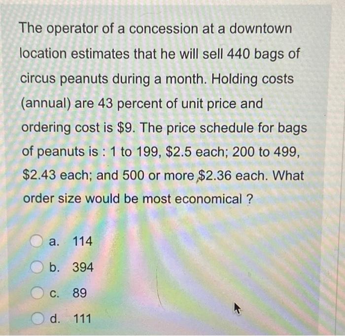 The operator of a concession at a downtown a