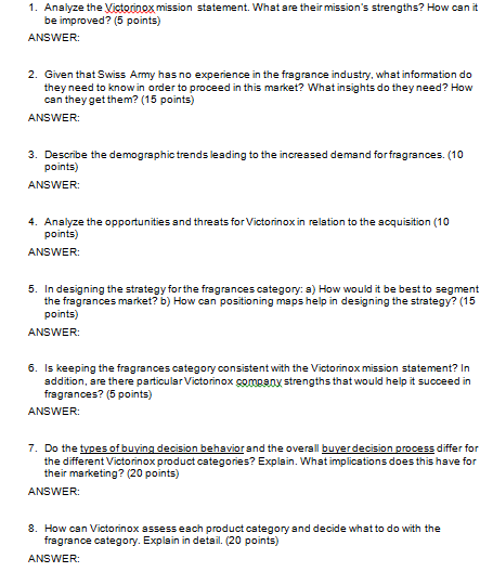 undefined 1. Analyze the Victorinox mission