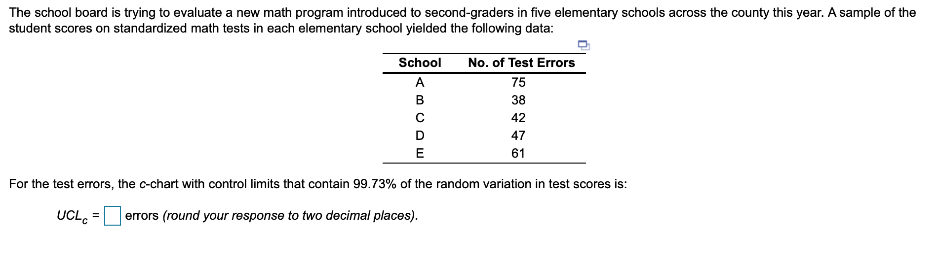 UCL and LCL! The school board is trying to