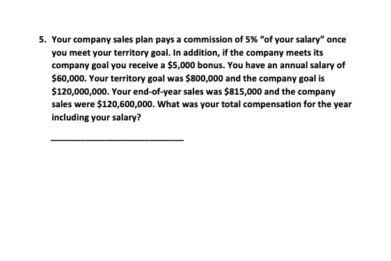 MARKETING 337 CHAPTER 16 & 17 COMMISSION/BONUS