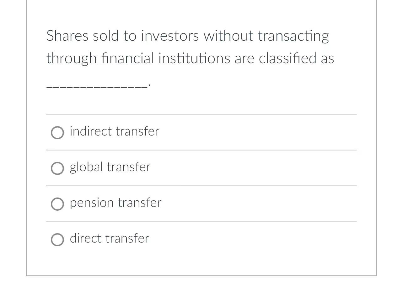 Shares sold to investors without transacting