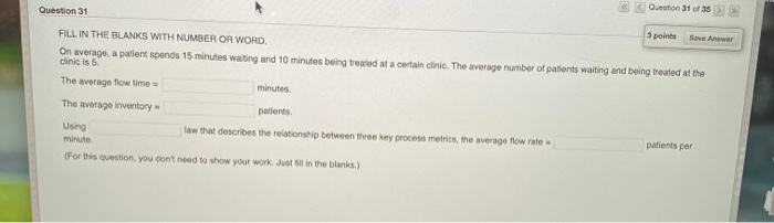 Question 31 of 35 Question 31 3 points Save