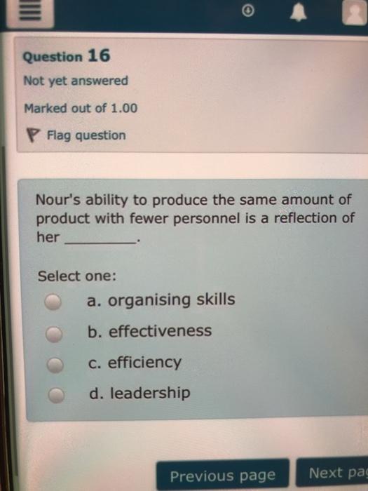 Question 16 Not yet answered Marked out of 1.00 P