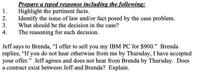 1. 2. 3. 4. Prepare a typed response including