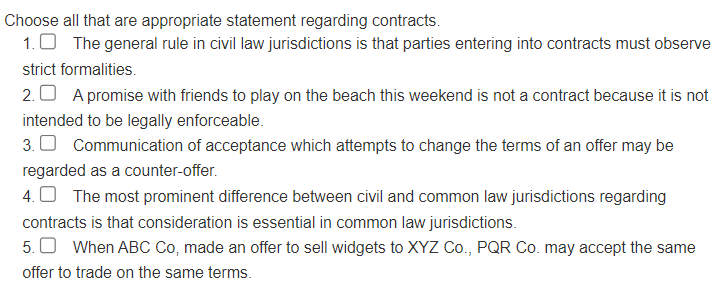 Choose all that are appropriate statement