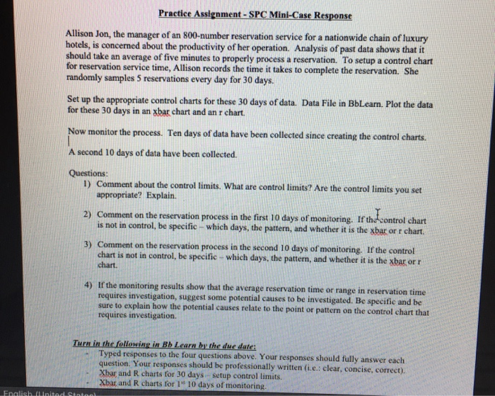 Practice Assignment - SPC Mini-Case Response