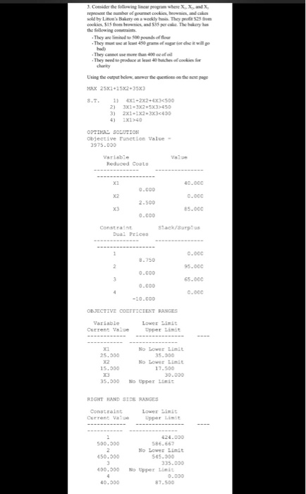 Homework #2 s.t. 1. Consider the following linear