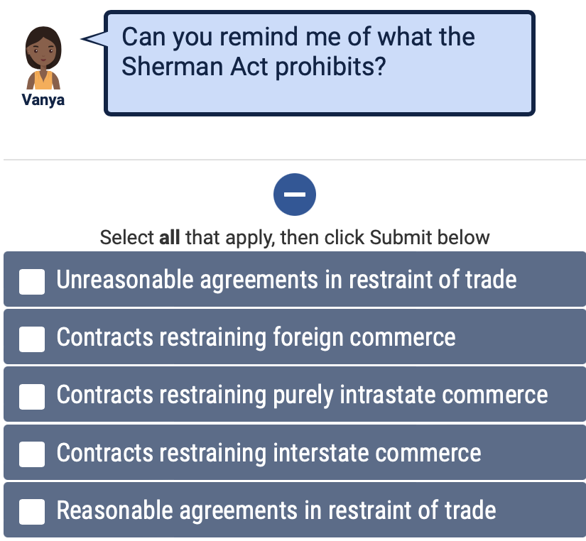 Select all that apply, then click Submit below