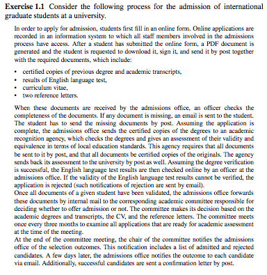 Create a BPMN model for the process in Exercise