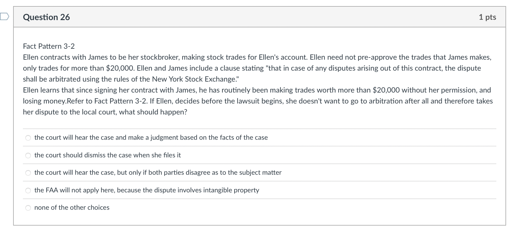 Question 26 1 pts Fact Pattern 3-2 Ellen
