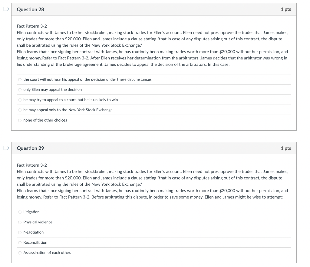 Question 26 1 pts Fact Pattern 3-2 Ellen