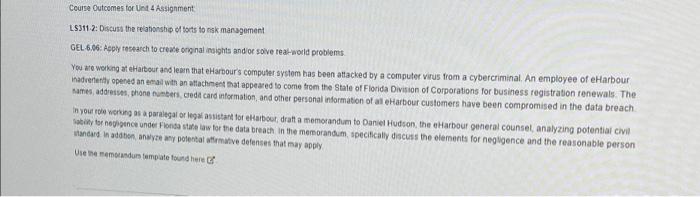 Course Outcomes for Und 4 Assignment LS311-2: