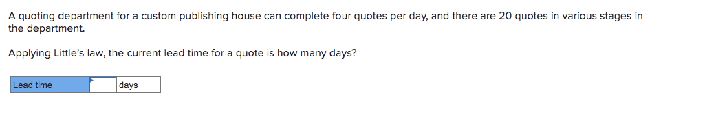 A quoting department for a custom publishing