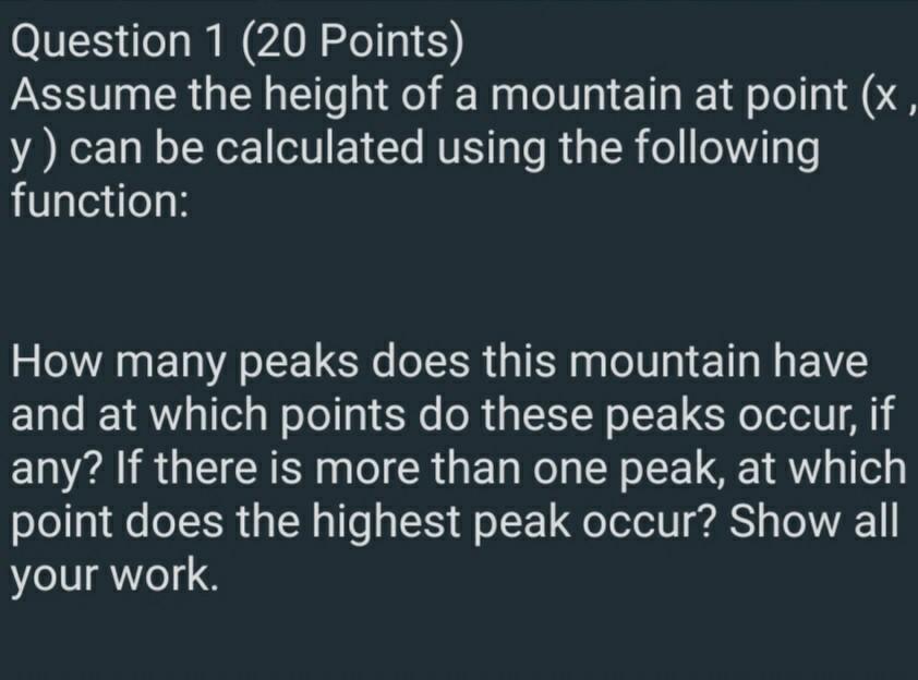 Please help me to solve this Question 1 (20