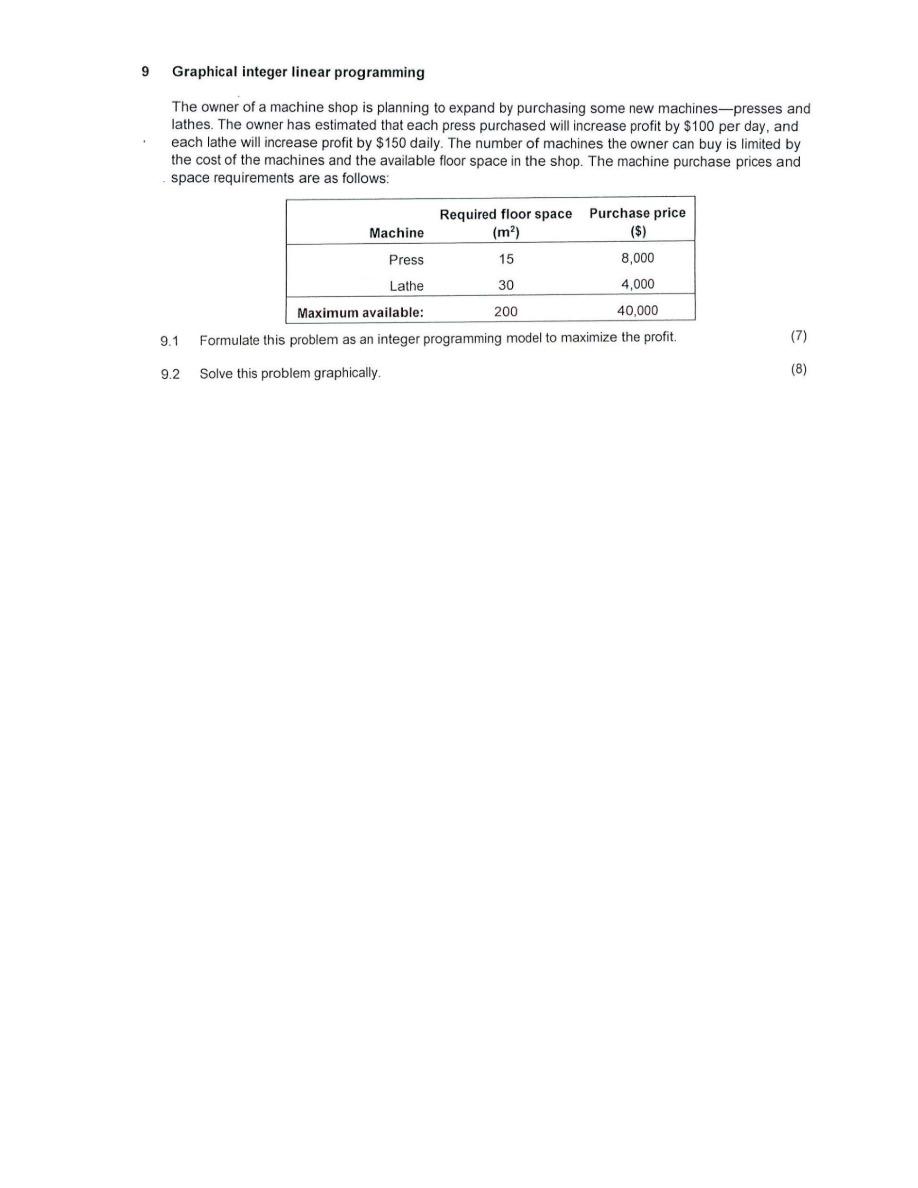 9 Graphical integer linear programming The owner
