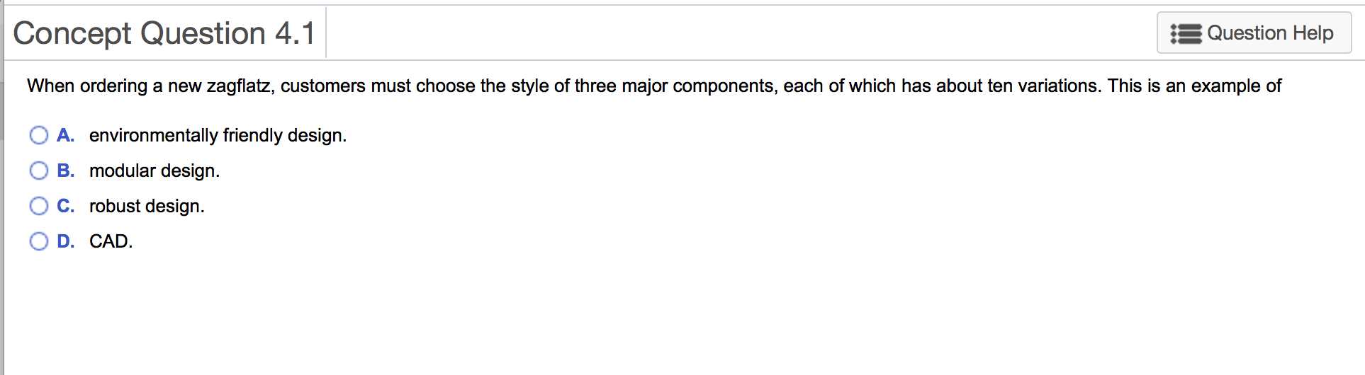 Concept Question 4.1 Question Help When ordering