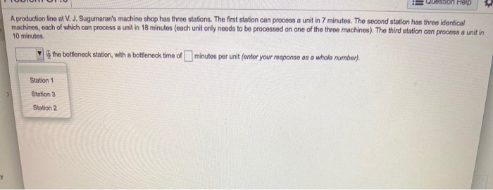 stion Help A production line at V. J. Sugumaran's