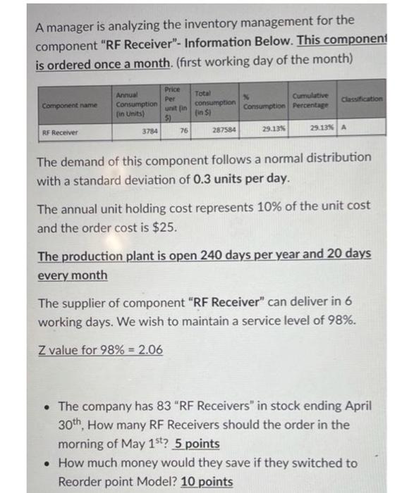 please answer both parts A manager is analyzing