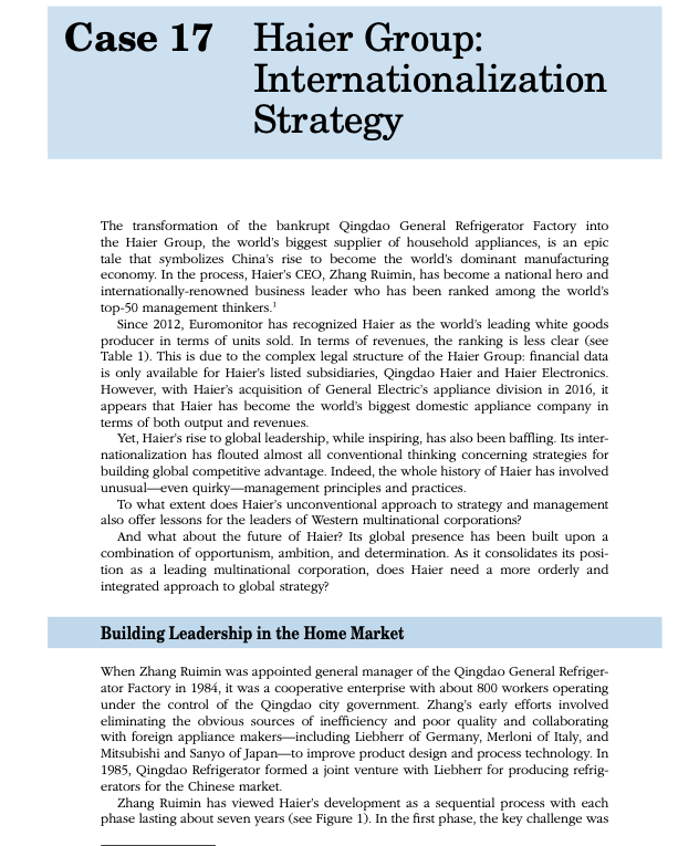 Haier Group: Internationalization Strategy: Read