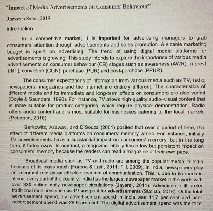 "Impact of Media Advertisements on Consumer