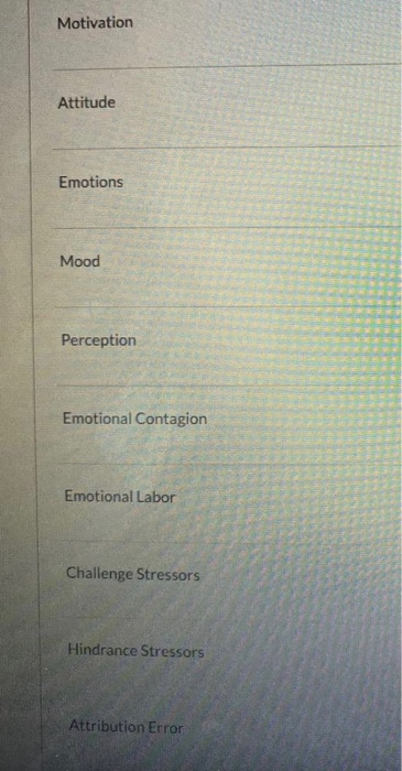 match the following words Motivation Attitude