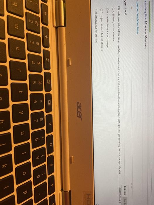 Remaining Time: 42 minutes, 55 seconds Question