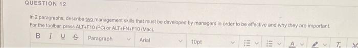 In 2 paragraphs, describe two management skills