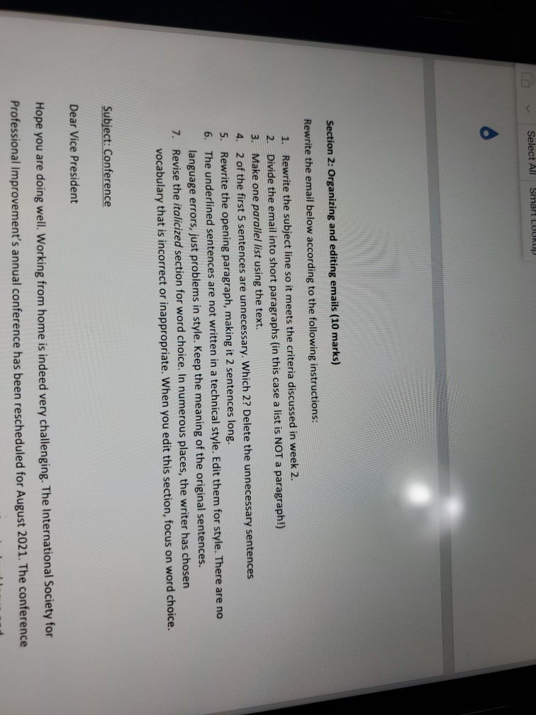 organizing and eaiting emails Select All Smart