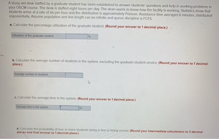 A study aid desk staffed by a graduate student
