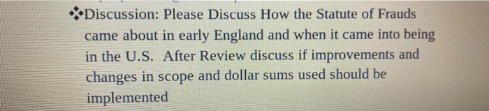 *Discussion: Please Discuss How the Statute of