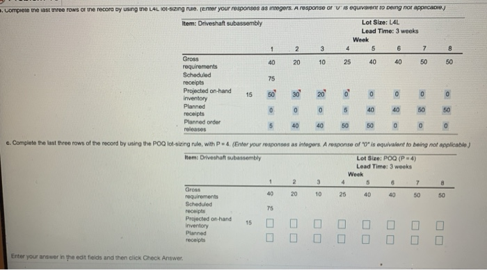. Complete the last three rows of the record by