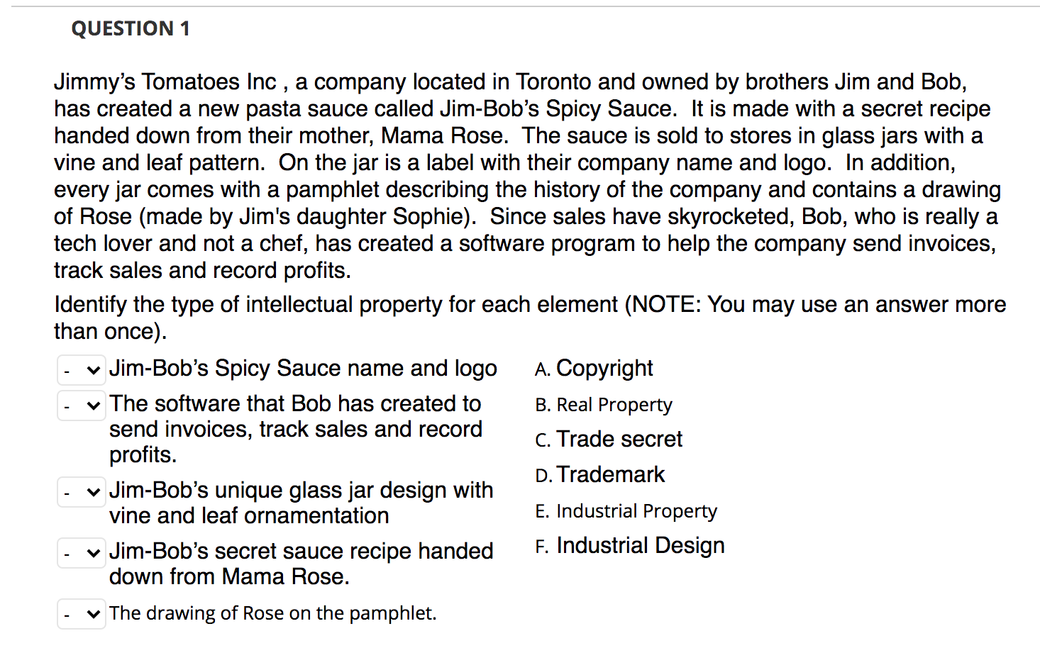 QUESTION 1 Jimmy's Tomatoes Inc , a company