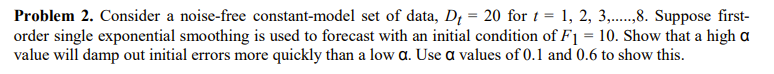 Problem 2. Consider a noise-free constant-model