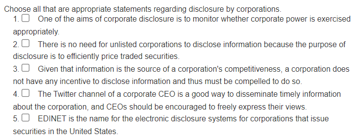 Choose all that are appropriate statements