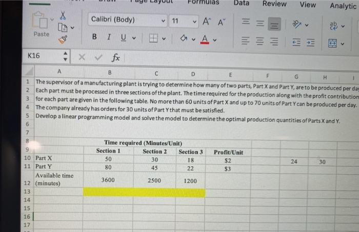 "ormulas Data Review View Analytic X Calibri