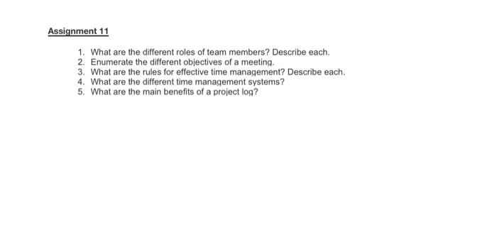 Assignment 11 1. What are the different roles of