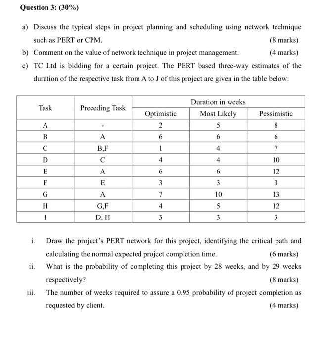 Question 3: (30%) a) Discuss the typical steps in
