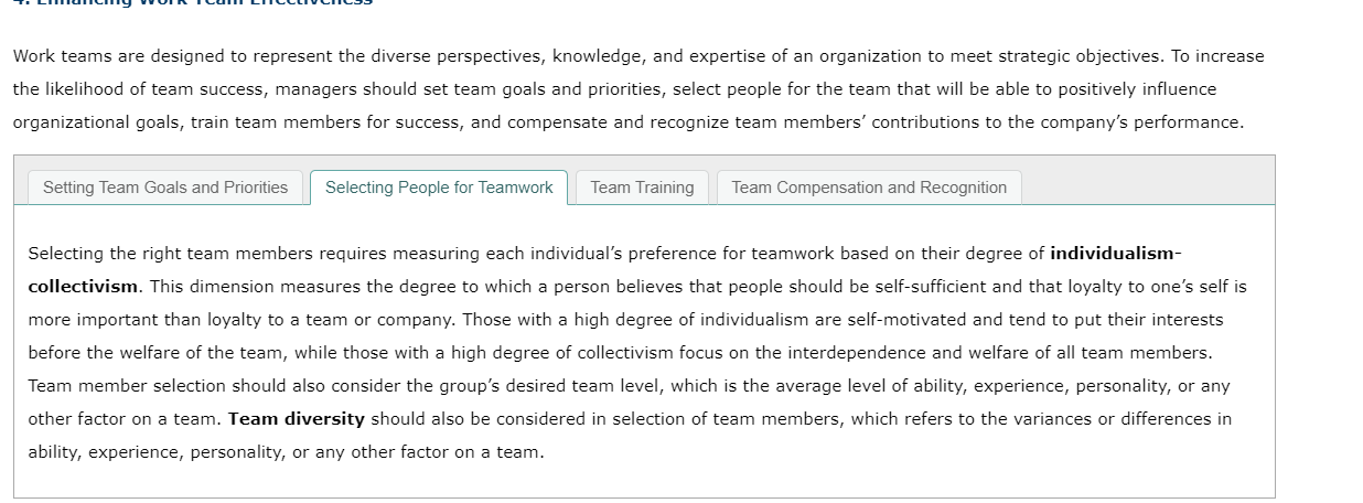 Work teams are designed to represent the diverse