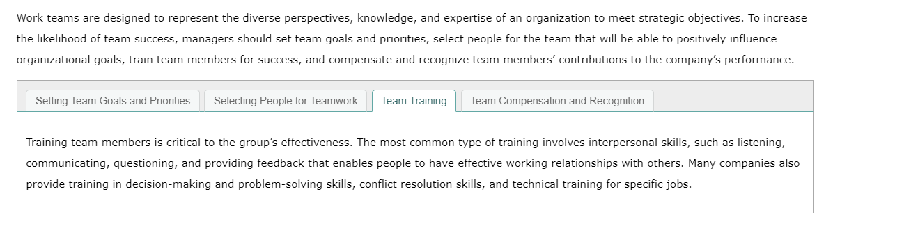 Work teams are designed to represent the diverse