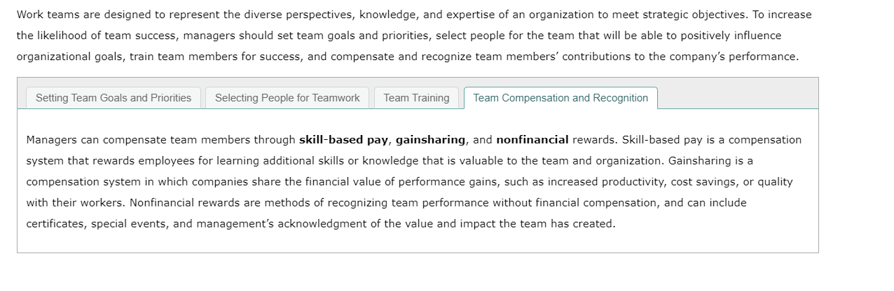 Work teams are designed to represent the diverse