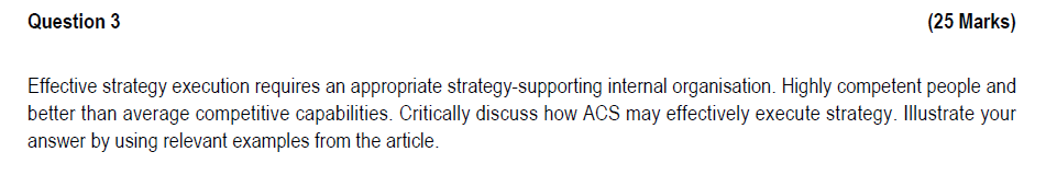 Question 3 (25 Marks) Effective strategy