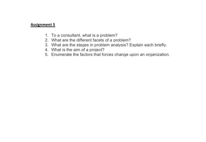 Assignment 5 1. To a consultant, what is a