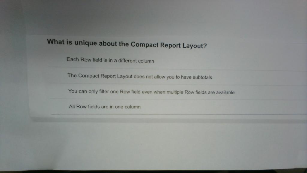 What is unique about the Compact Report Layout?
