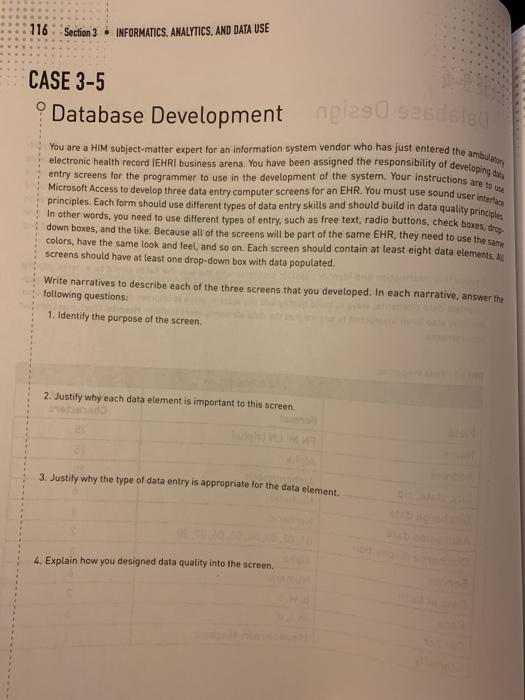 Complete Case 3-5 Database Development from your